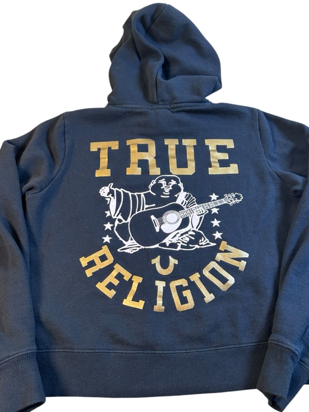 TRUE RELIGION Starry Buddha Hoodie Black Gold Metallic‎ Graphic Size M Unisex